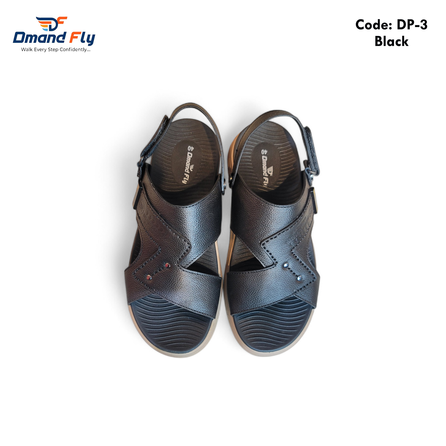 DP-3 Premium Leather Sandal (Black) - Image 3
